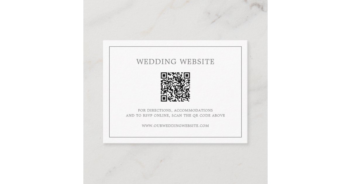 Simple Dark Gray Monogram QR Code Elegant Wedding Enclosure Card | Zazzle