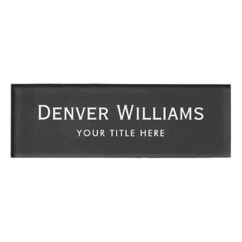 Simple dark gray professional magnetic name tags