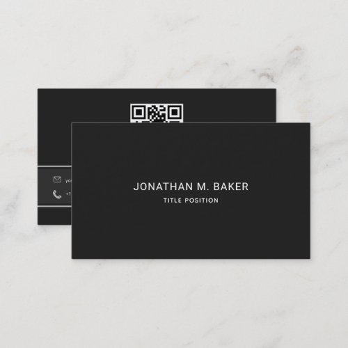 Simple Dark Gray QR Code Business Card