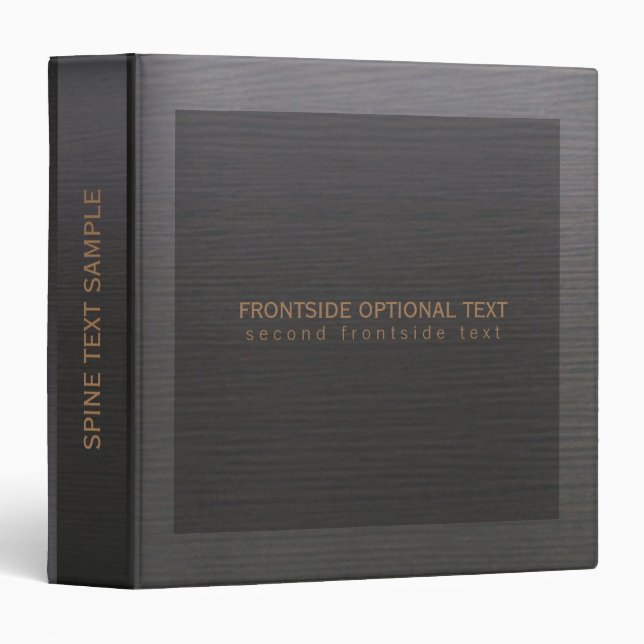 Simple Dark Gray Wood Grain Print Binder (Front/Spine)