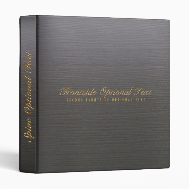 Simple Dark Gray Wood Grain Texture Monogram 3 Ring Binder (Front/Spine)