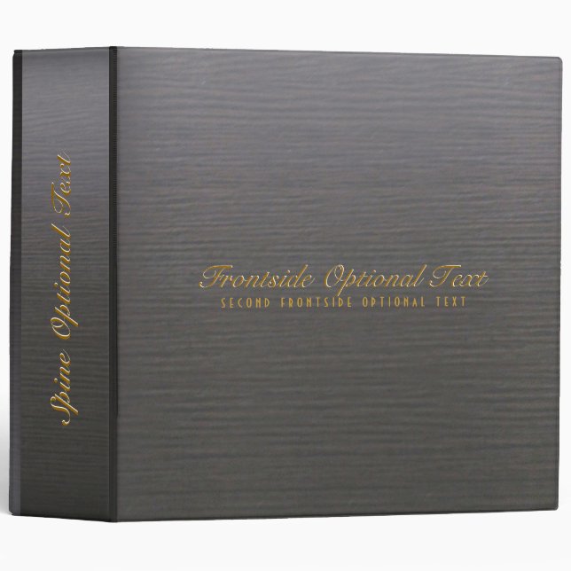 Simple Dark Gray Wood Grain Texture Monogram Binder (Front/Spine)
