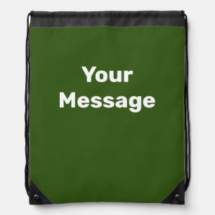 Simple Dark Green and White Add Name Text Template Drawstring Bag