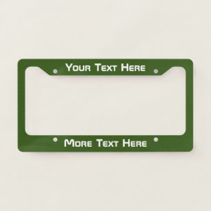 Simple Dark Green and White Sci-Fi Style Font Text License Plate Frame