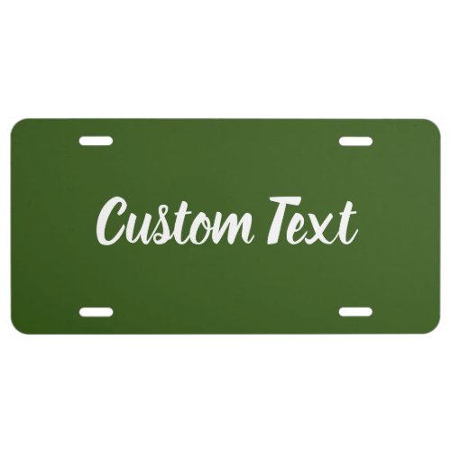 Simple Dark Green and White Script Text Template License Plate