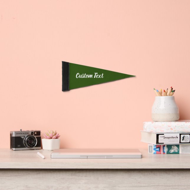 Simple Dark Green and White Script Text Template Pennant Flag (Insitu 2)