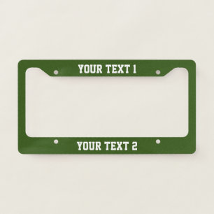Simple Dark Green and White Text Template License Plate Frame