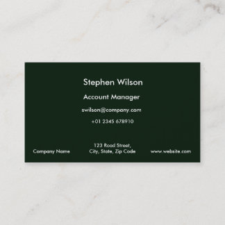 Simple Dark Green Business Cards Single Color