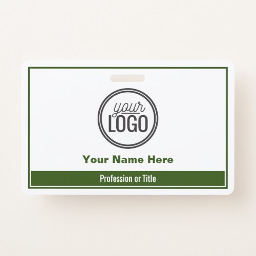 Simple Dark Green Colorblock Professional Name Tag Badge