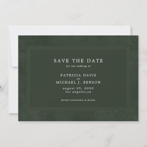 Simple dark green elegant wedding save the date