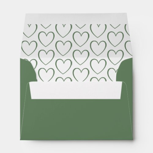 Simple Dark Green Heart Pattern Wedding RSVP   Envelope