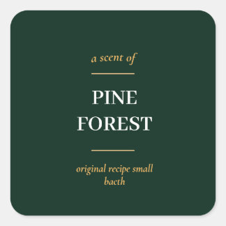 SIMPLE DARK GREEN MINIMAL MODERN CANDLE SQUARE STICKER