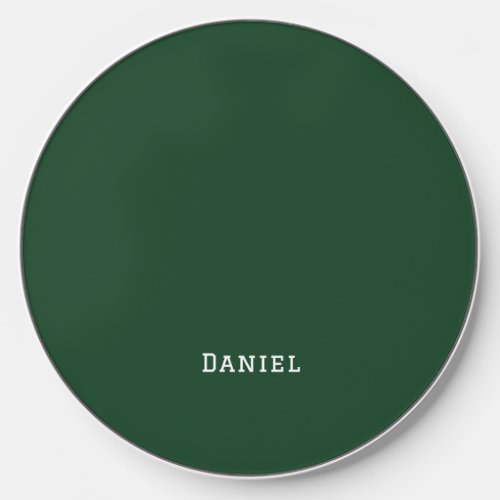 Simple Dark Green Monogram Name Wireless Charger