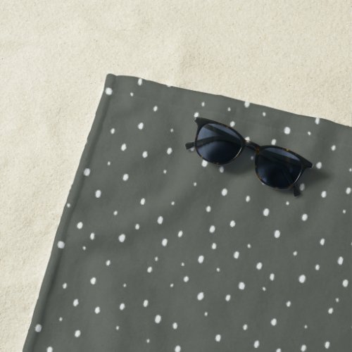 Simple Dark Green Polka Dot Design Beach Towel