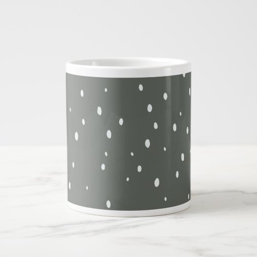 Simple Dark Green Polka Dot Design Giant Coffee Mug