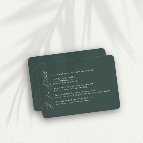 Simple Dark Green Wedding Finer Details Enclosure Card