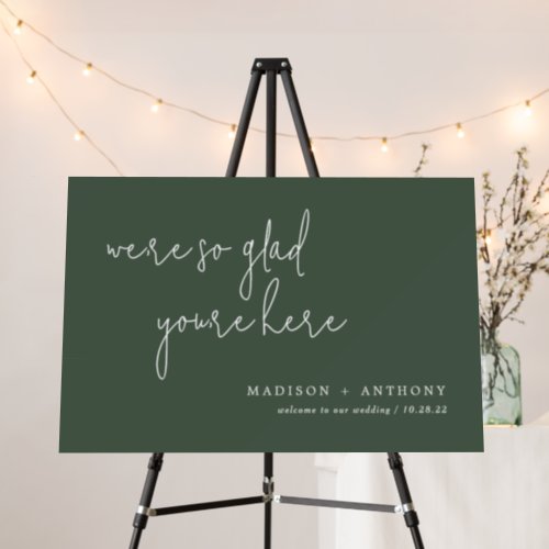 Simple Dark Green Wedding Welcome Foam Board