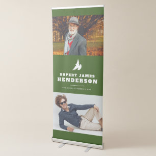 Simple dark green white dove photo template retractable banner