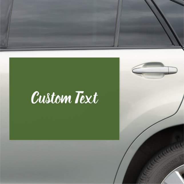Simple Dark Green White Elegant Cursive Script Car Magnet (In Situ)