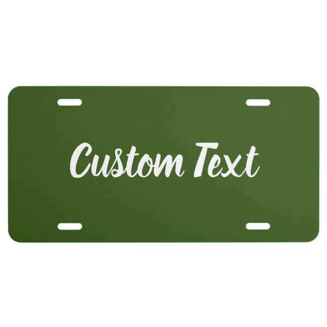 Simple Dark Green With White Script Text Template License Plate 