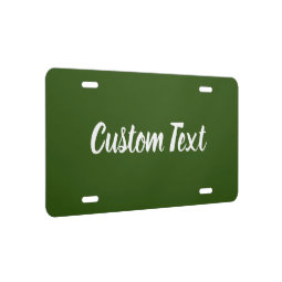 Simple Dark Green with White Script Text Template License Plate | Zazzle