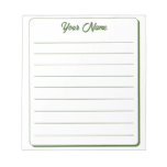 Simple Dark Green Your Name Lined Notepad