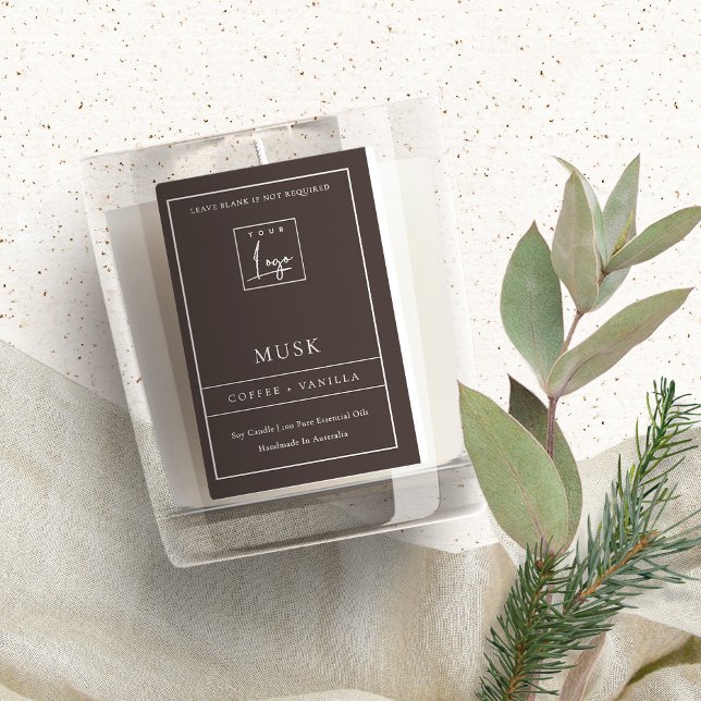 SIMPLE DARK GREY BLACK LOGO BORDER MODERN CANDLE FOOD LABEL (Creator Uploaded)