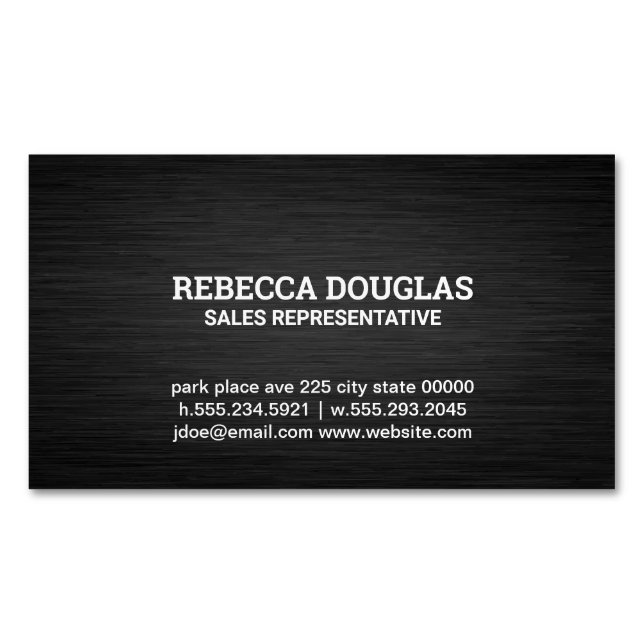 Simple Dark Metallic Texture Business Card Magnet (Front)