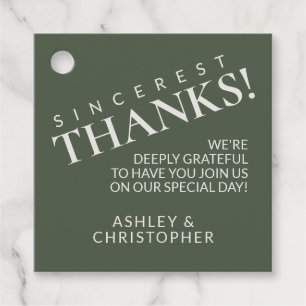 Simple Dark Moss Green Wedding Favor Tags
