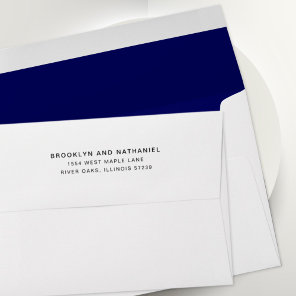 Simple Dark Navy Blue Return Address Lined Envelope
