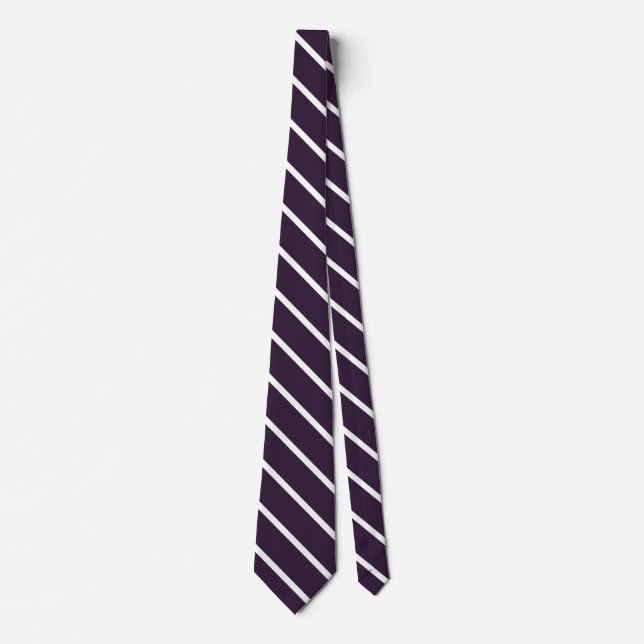 Simple Dark Purple and White Diagonal Stripes Neck Tie (Front)