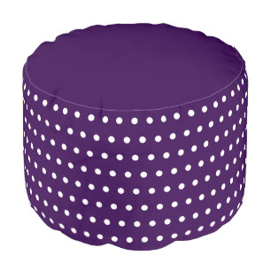 Simple Dark Purple and White Dots Dotted Pattern Pouf
