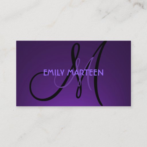 Customizable Simple dark purple custom monogram cards business card template