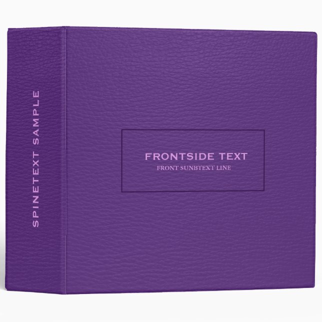 Simple Dark Purple Leather Texture 3 Ring Binder (Front/Spine)