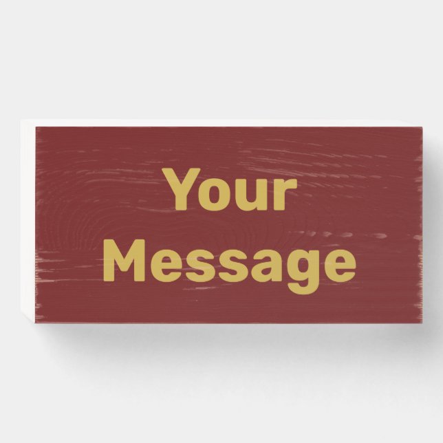 Simple Dark Red and Gold Text Template Wooden Box Sign (Front Horizontal)