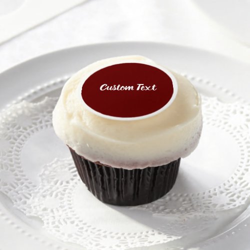 Simple Dark Red and White Script Text Template Edible Frosting Rounds