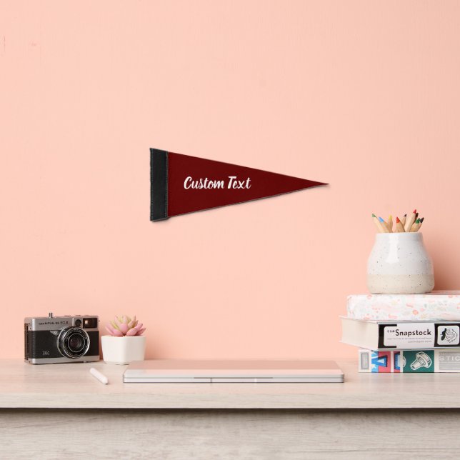 Simple Dark Red and White Script Text Template Pennant Flag (Insitu 2)