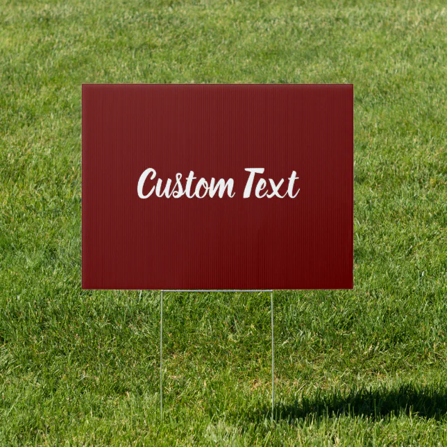 Simple Dark Red and White Script Text Template Sign | Zazzle