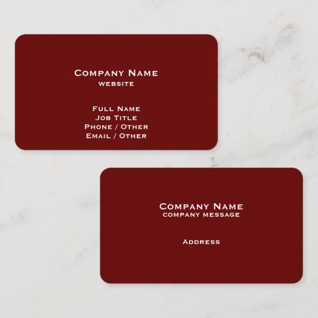 Simple Dark Red Business Card (Front/Back)