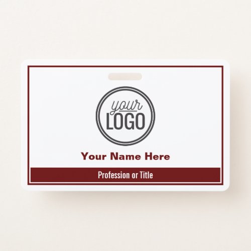Simple Dark Red Color Block Professional Name Tag Badge