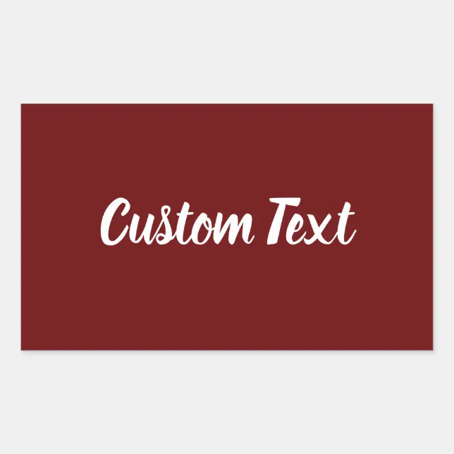 Simple Dark Red with White Script Text Template Rectangular Sticker ...