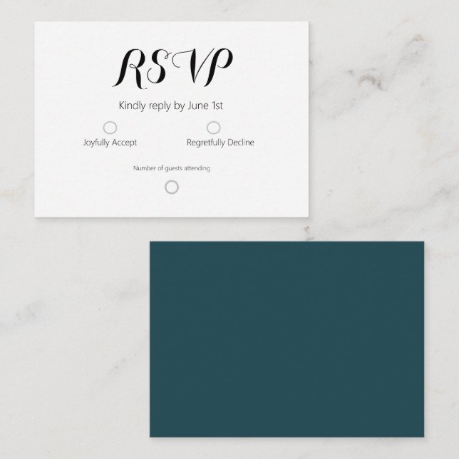Simple Dark Teal  Note Card (Front/Back)