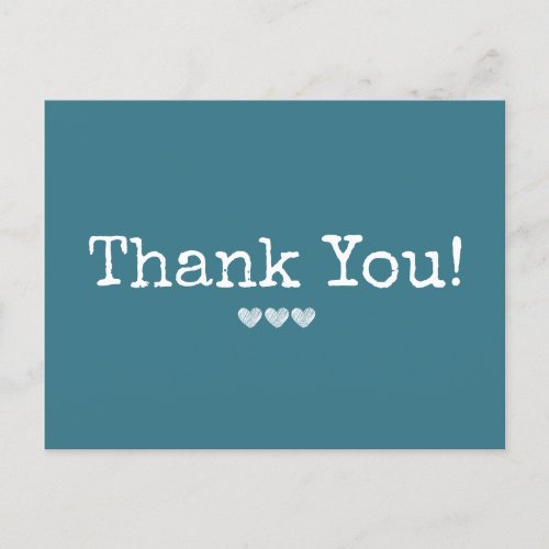 Simple Dark Turquoise Blue Add Your Text Thank You Postcard