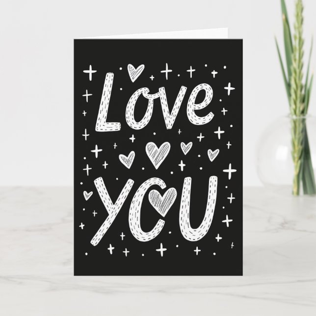 Simple Dashed Love You Card (Front)