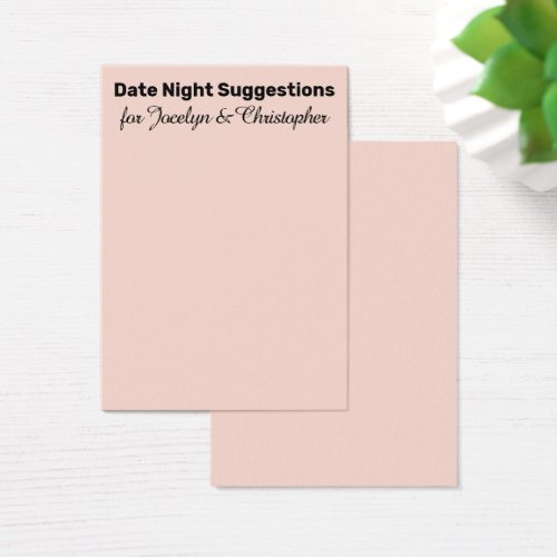 Simple Date Night Suggestions Blush Pink Card