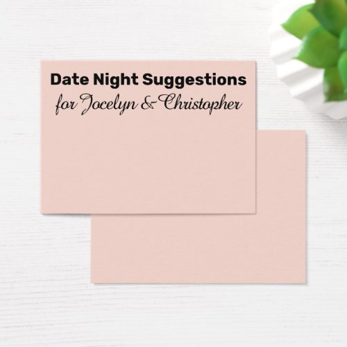 Simple Date Night Suggestions Blush Pink Card