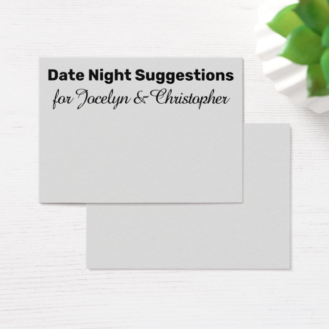 Simple Date Night Suggestions Light Gray Card (Desk)