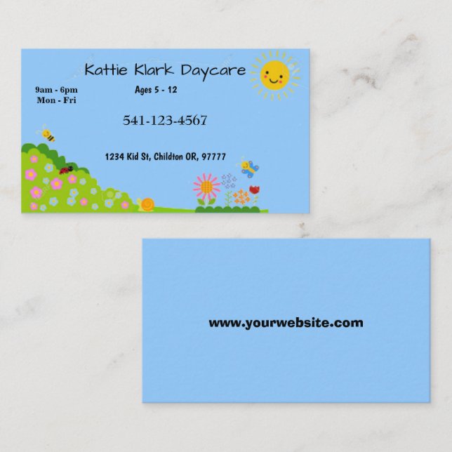 Simple Daycare Business Cards (Front/Back)