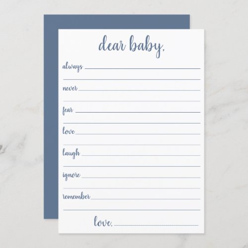Simple Dear Baby  Dusty Slate Blue Keepsake Card