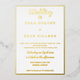 Simple Decadent Wedding (Border) Foil Invitation
